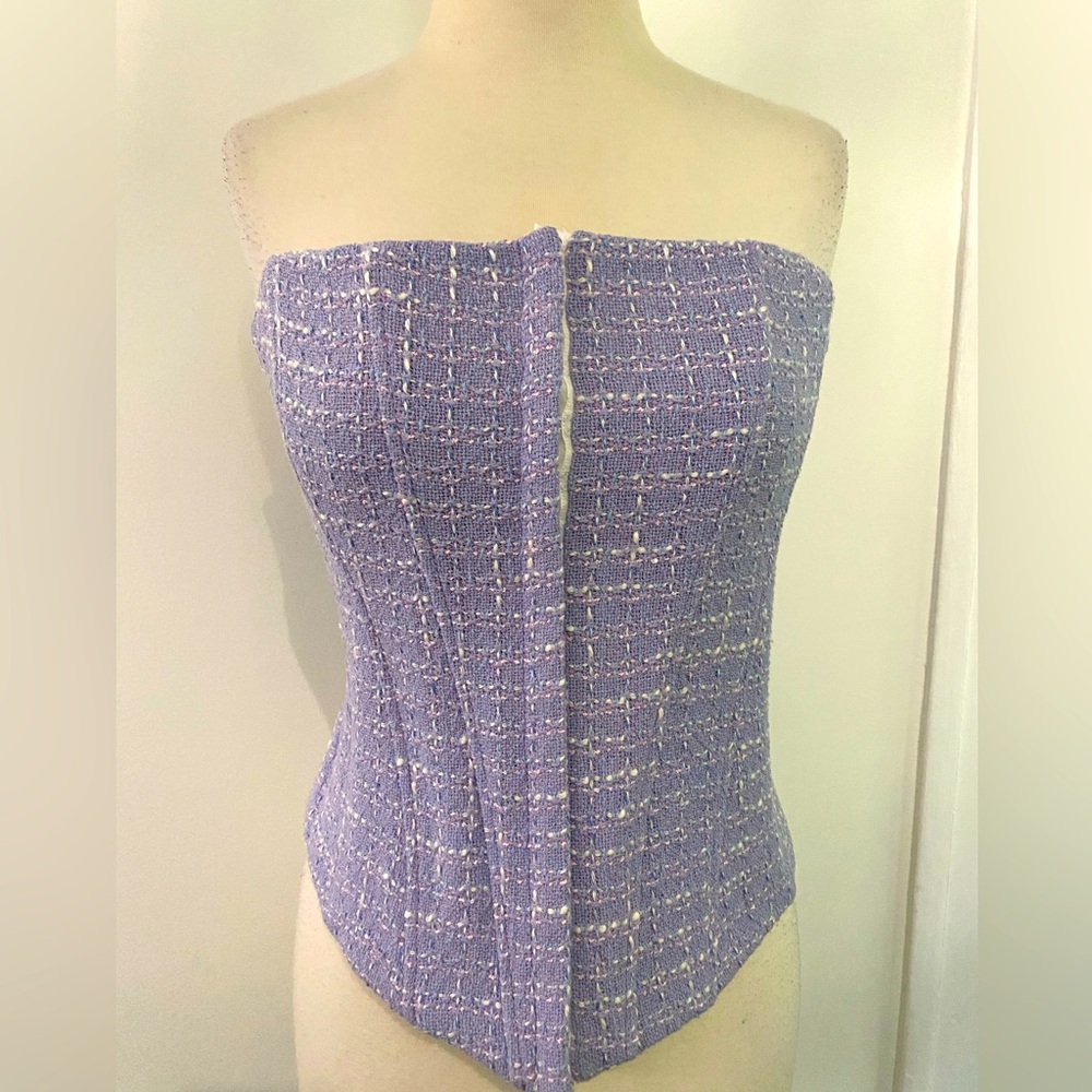 ZARA Gingham Corset Top with Hook/Eye Closure - Size XL - NEW - Picture 2 of 5